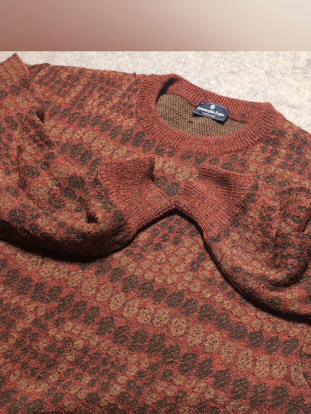 Ermenegildo Zegna Vintage Wool Alpaca Blend Patterned Sweater Made in Italy L